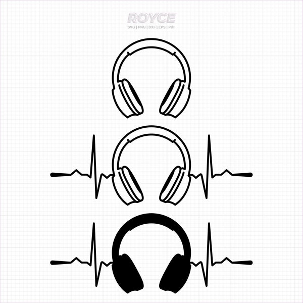 headphone svg, dj headphones svg, headphone heartbeat svg, headphones dxf, vector, eps, svg cut files for cricut, commercial use svg