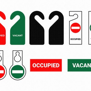 Bezet en leeg deur teken svg, deurhanger svg, privacy clipart, kamer png, dxf logo, vector eps-bestanden knippen voor cricut en silhouet gebruik