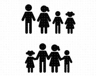 Family stick figure svg, people stick figure clipart, stick figure family png, dxf logo, vector eps cut files for cricut and silhouette use