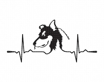 rough collie heartbeat svg, dog breed clipart, dog breeds png, rough collie dog dxf logo, vector eps cut files for cricut and silhouette use