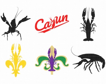 crawfish svg, cajun clipart, fleur de lis png, mardi gras eps, lousiana dxf, cray