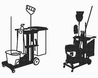 custodian cart svg, school janitor cart clipart, png, dxf, eps