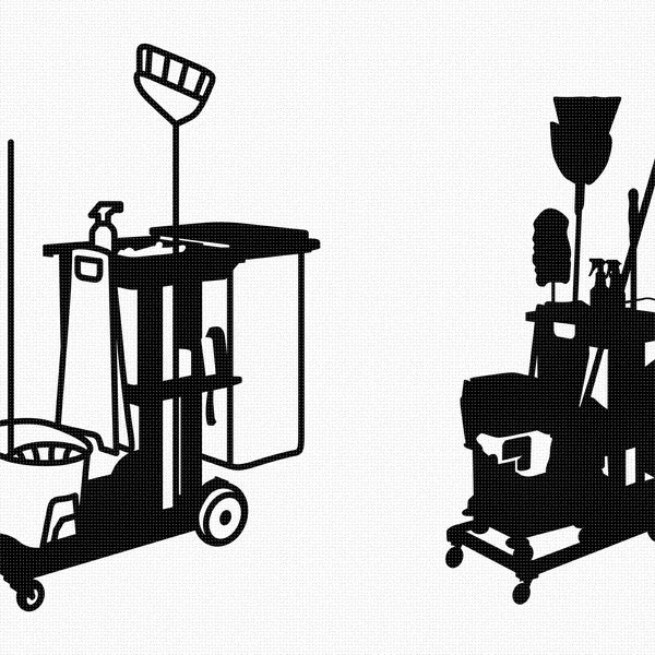 custodian cart svg, school janitor cart clipart, png, dxf, eps