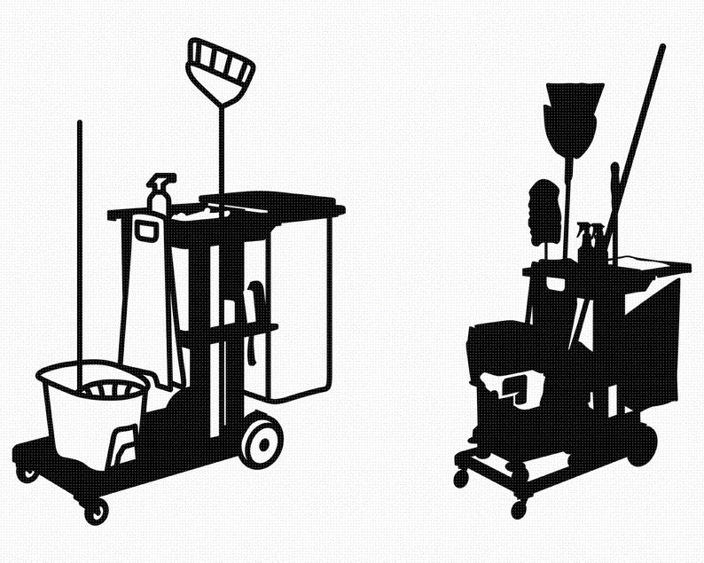 custodian cart svg, school janitor cart clipart, png, dxf, eps image 1