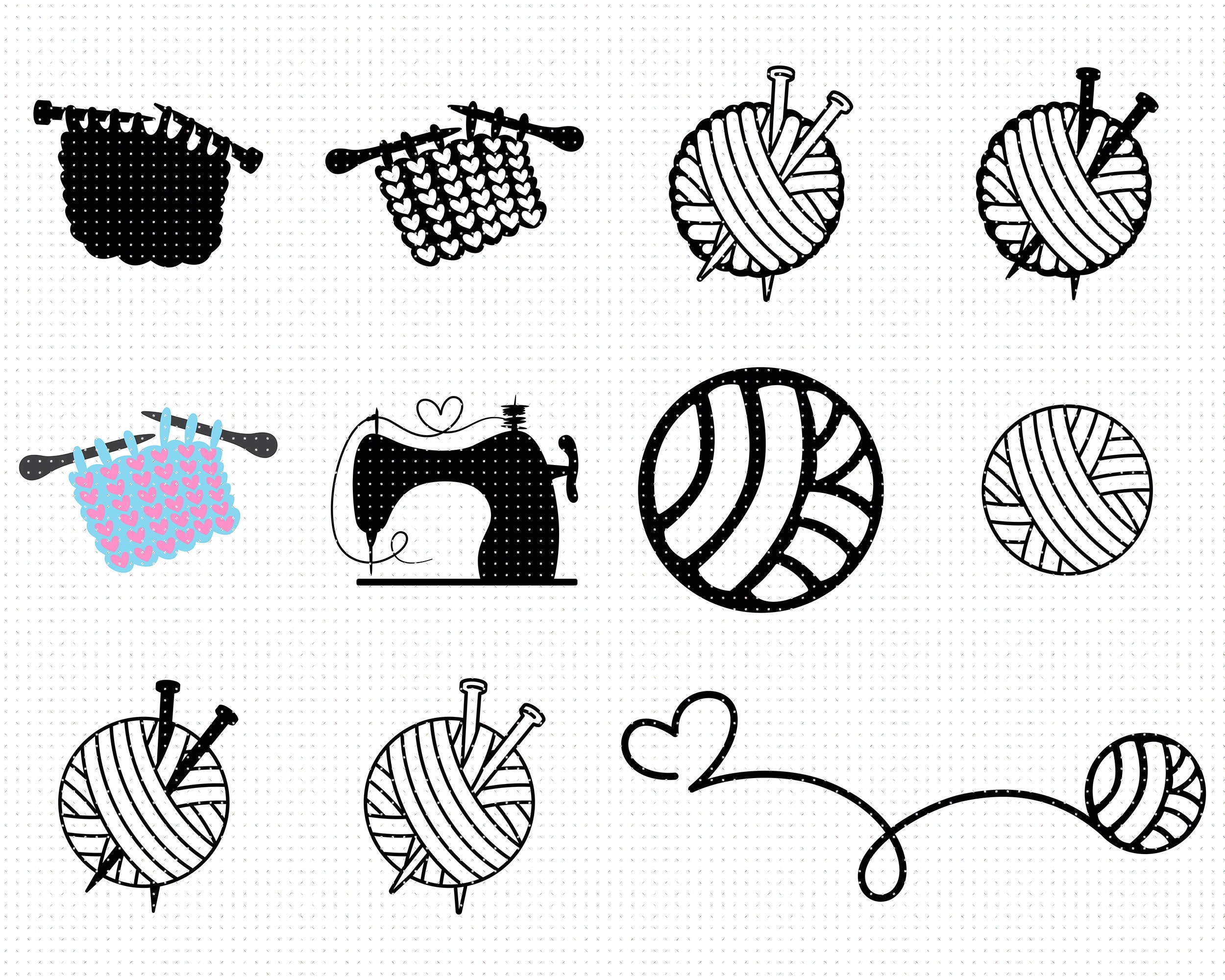 Knitting SVG Yarn Clip Art Crochet SVG Yarn Cut File Yarn Ball SVG Yarn