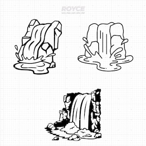 waterfall svg, cartoon waterfall clipart, waterfalls outline png, waterfalls dxf logo, vector eps cut files for cricut and silhouette use