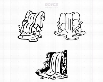 waterfall svg, cartoon waterfall clipart, waterfalls outline png, waterfalls dxf logo, vector eps cut files for cricut and silhouette use