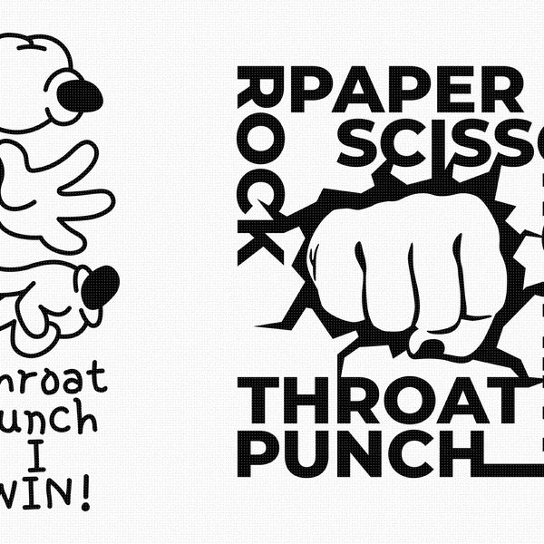 rock paper scissors throat punch I win svg, clipart, eps, dxf, png