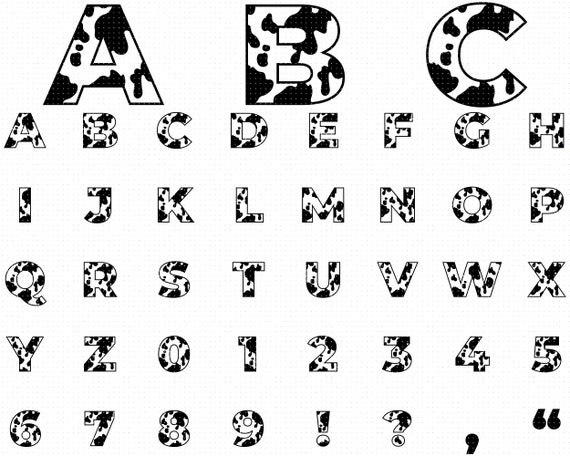 Download Cow Print Letters Svg Cow Print Alphabet Svg Animal Pattern Etsy