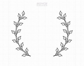 Blätterkranz SVG, Hand gezeichneter Bauernhaus Blumenkranz (Digitaler Download)