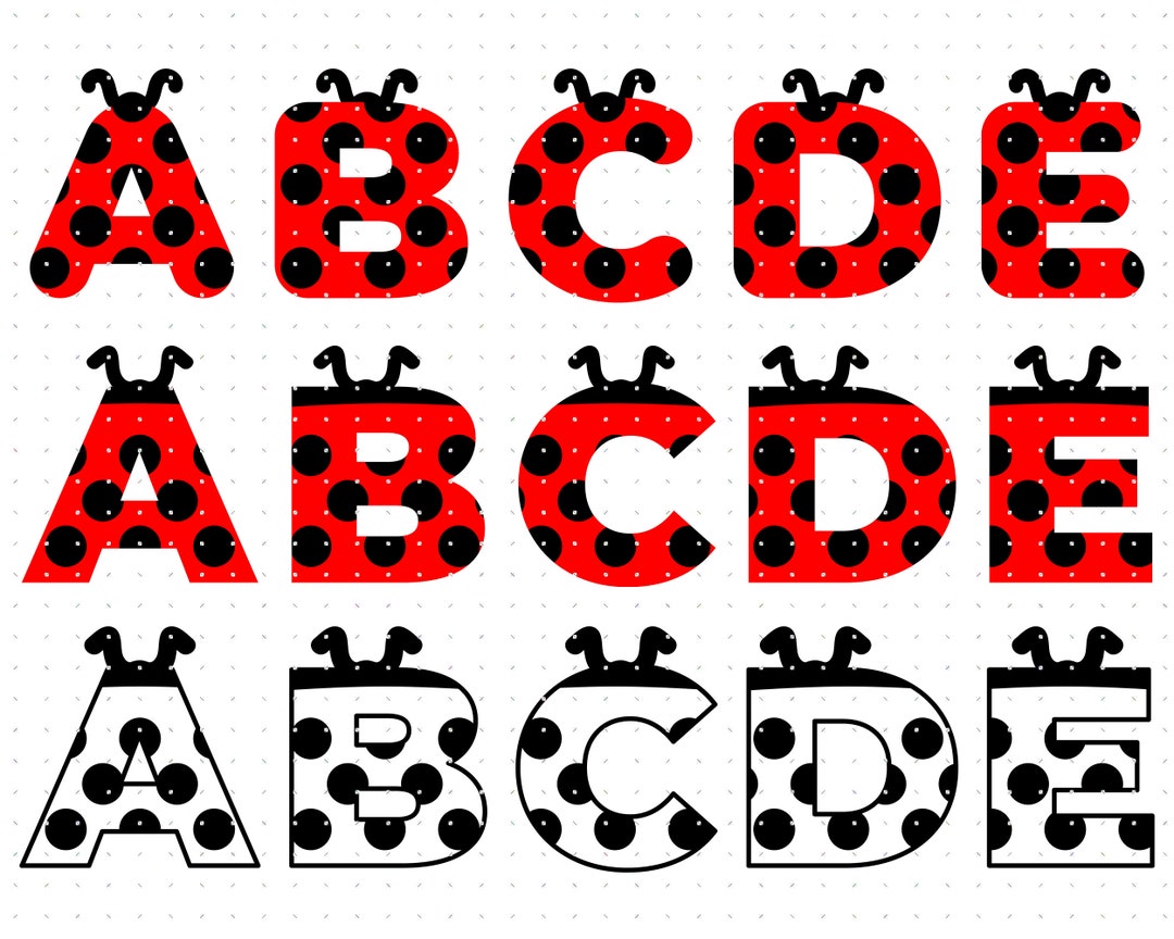 Ladybug Alphabet and Numbers Svg Love Bug Letters Clipart picture