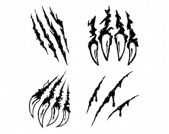 Marcas de garras SVG: Imágenes prediseñadas de arañazos de animales, archivos de corte vectorial