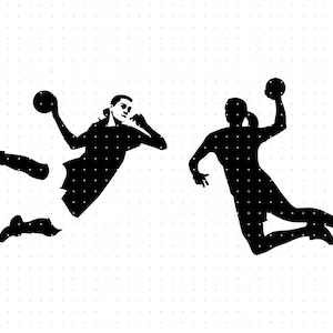 handbal svg, vrouwelijke handbalspeler clipart, vrouwenhandbal png, dxf voor logo, vector eps-bestanden knippen voor gebruik cricut en silhouette