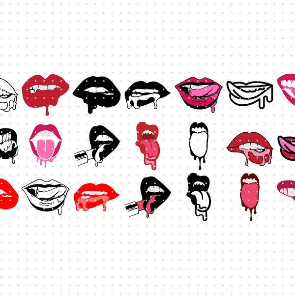 dripping lips svg, biting wet mouth clipart, lips png, dripping lips dxf logo, tongue vector eps cut files for cricut and silhouette use