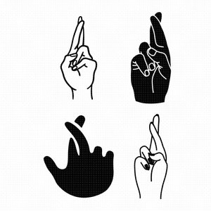 Kreuzen Sie die Finger svg, wünschen Sie mir Glück Clipart, drücken Sie die Finger Png, gekreuzten Finger dxf Logo, Vektor eps Schnittdateien für Cricut und Silhouette