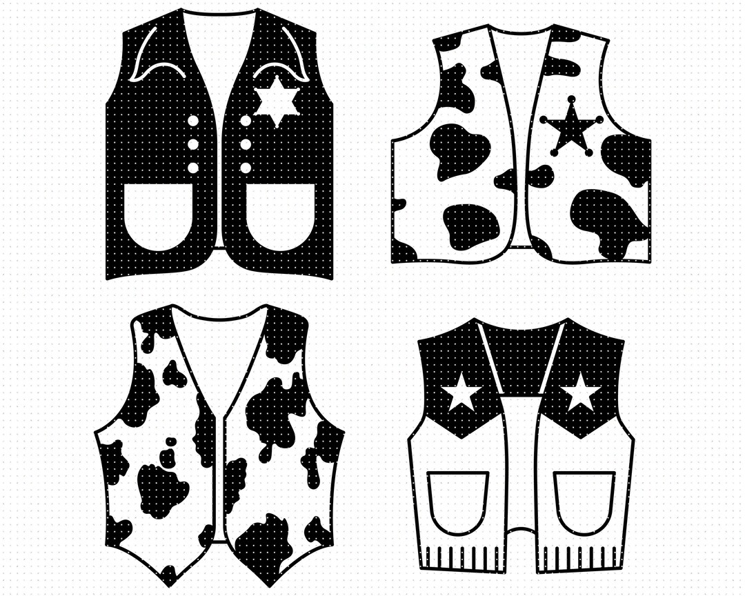 Cowboy Vest Svg, Cowboy Vest Outline Svg, Cow Print Vest Svg, Clipart