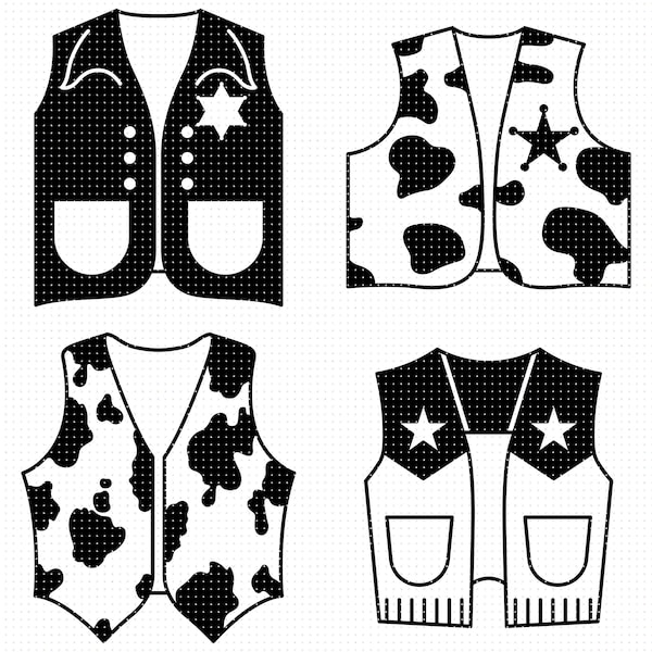 cowboy vest svg, cowboy vest outline svg, cow print vest svg, clipart, png, dxf logo, vector eps cut files for cricut and silhouette use