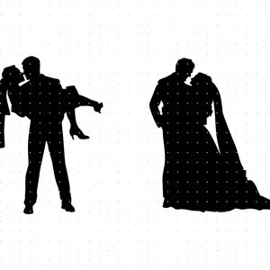 bride and groom svg, wedding couple clipart, man carrying his bride png, dxf logo, vector eps cut files for cricut and silhouette use