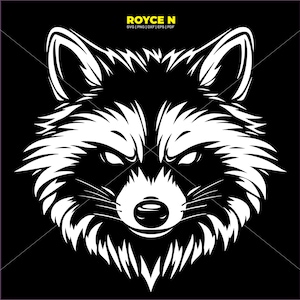 Mapache svg, cabeza de mapache clipart, mapache enojado png, cara de mapache logo dxf, archivos de corte eps vectoriales de cara de mapache para uso en cricut y silueta
