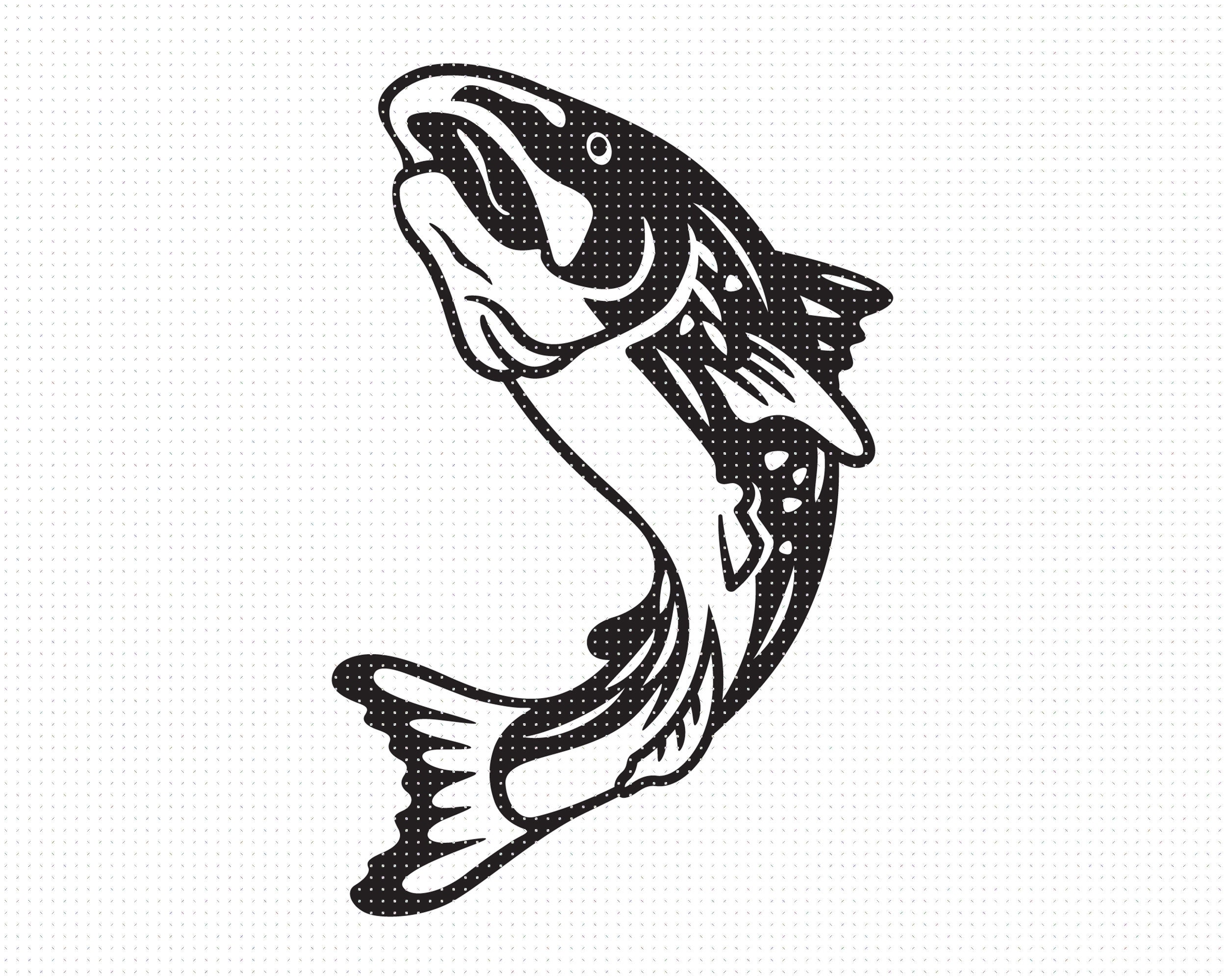Salmon Svg, Salmon Fishing Clipart, Fish Png, Fishing Dxf Logo