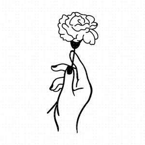 female hand holding a flower svg, hand with flower clipart, flower png, female hand dxf logo, vector eps cut files for cricut and silhouette