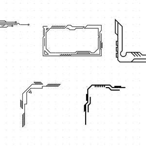 hi tech corner border svg, high tech border clipart, futuristic border png, dxf logo, vector eps cut files for cricut and silhouette use