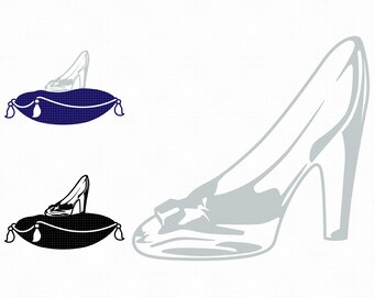 Glass Slipper on a Pillow Svg, Glass Slippers Clipart, Royal