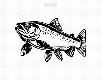 Trout SVG Cut Files: Fishing Clipart, Silhouette (Digital Download)