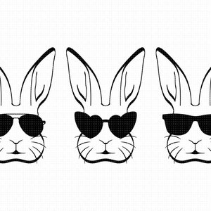 Cute Bunny Face Svg, Bunny With Sunglasses Svg, Rabbit Face With ...
