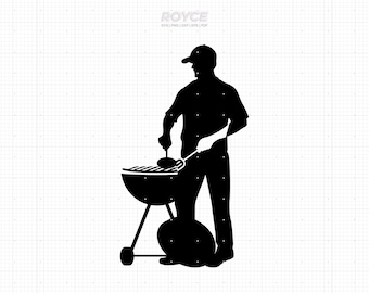 Imágenes prediseñadas de papá haciendo barbacoa, archivos de corte SVG (descarga digital)