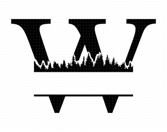 Skogsmonogram med delad ram svg, clipart med skogsnamn, initialer med skog png, dxf-logotyp, vektor EPS-klippfiler för Cricut och Silhouette