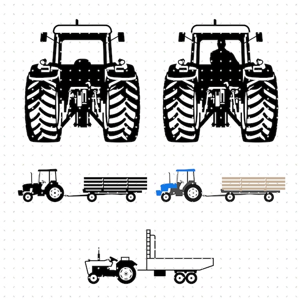 Rückseite eines Traktor svg, Bauernhof Traktor Clipart, Traktor png, Traktor dxf Logo, Traktor Vektor eps cut Dateien für Cricut und Silhouette Verwendung