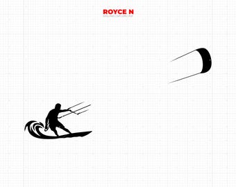 Man kitesurfing SVG silhouette: Vector Cut Files for Cricut