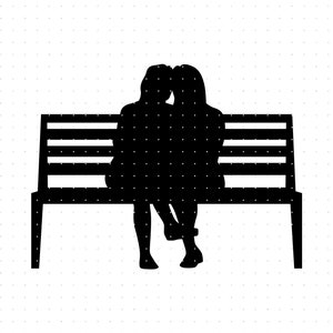 zwei Frauen sitzen auf einer Bank svg, zwei Freunde auf einer Bank Clipart, bff png, dxf Logo, Vektor-Eps-Schnittdateien für Cricut und Silhouette-Verwendung