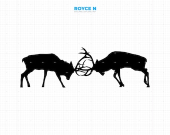 Fighting Stags SVG: Deer Clipart, Buck Vector (Digital Download)