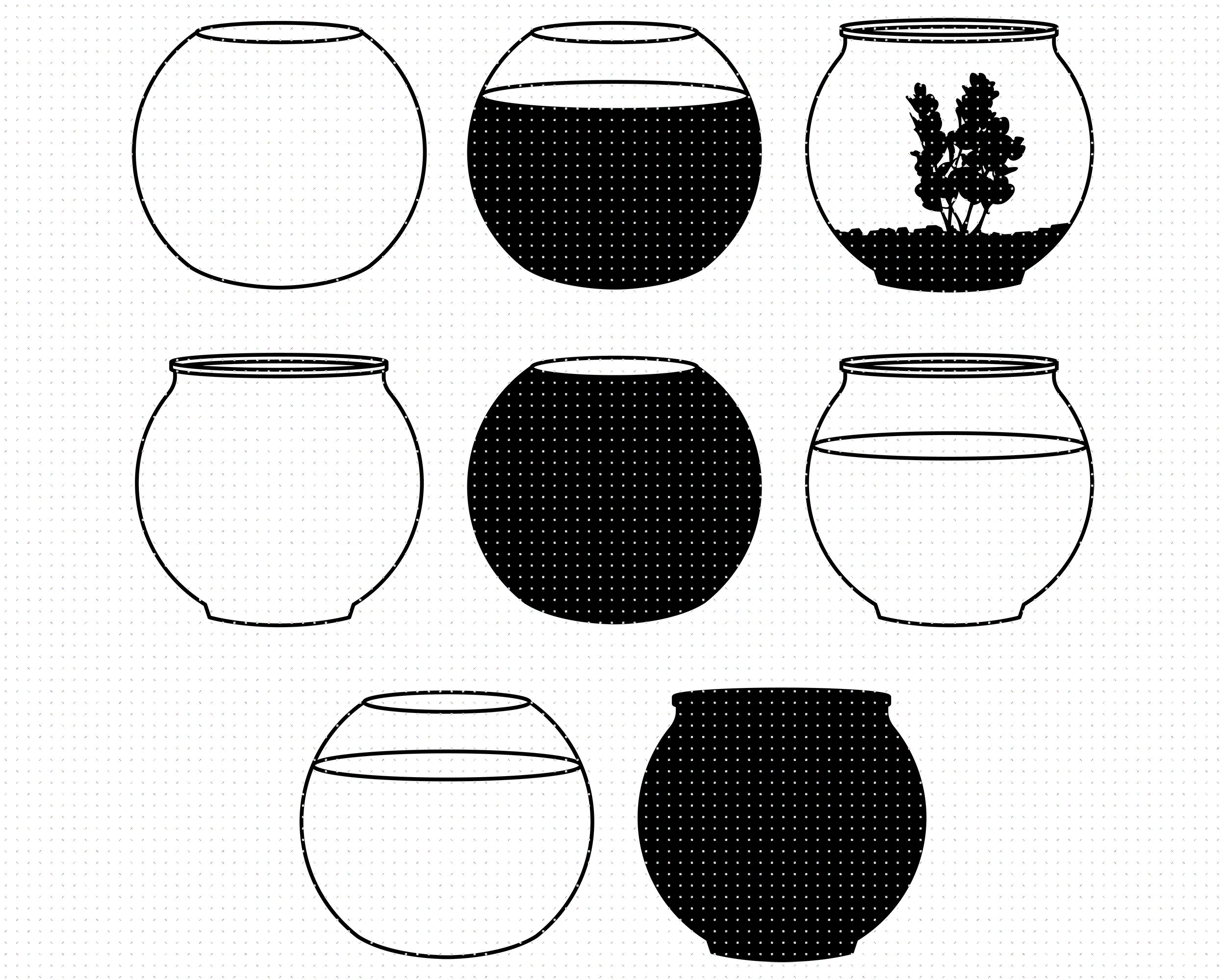 Fish Bowl Outline Clipart