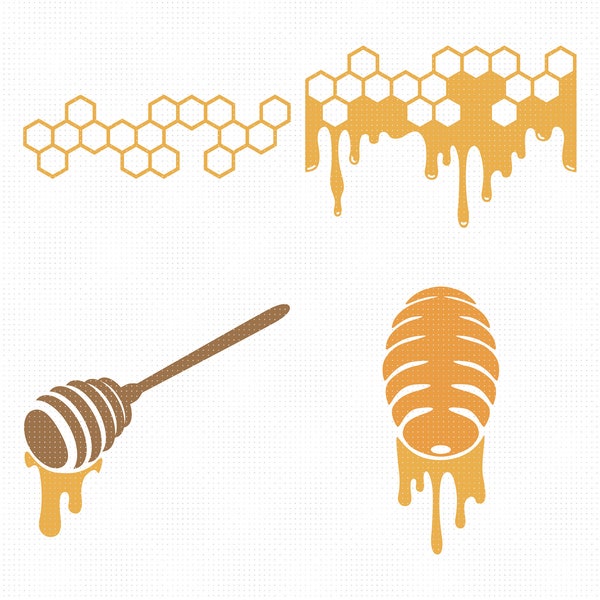 honey comb svg, honey drip clipart, honey stick png, beehive dxf logo, honey comb drip vector eps cut files for cricut and silhouette use