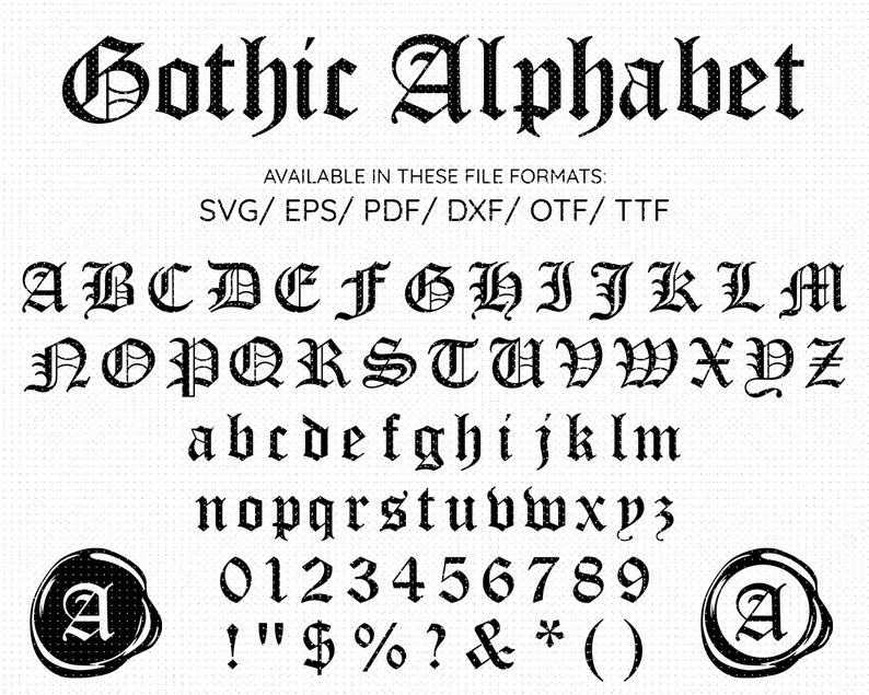 Old English Gothic Alphabet Letters