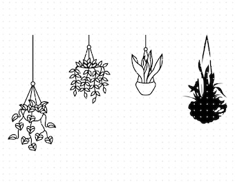 Hanging Plants SVG Clipart: Vector Cut Files (Digital Download)