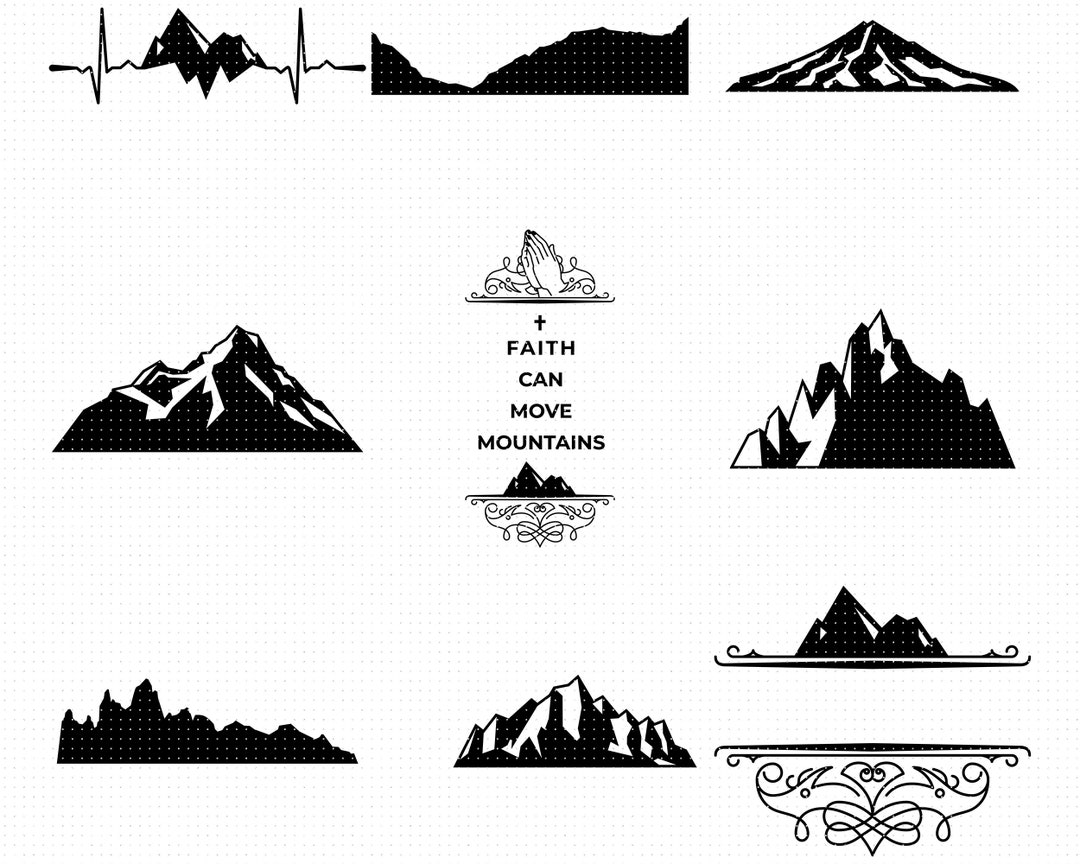 Berg svg, geloof kan bergen verzetten svg, heuvels svg, berg hartslag svg,  clipart, png, dxf, eps-bestanden knippen voor de cricut en silhouette -  Etsy België, image size:1080x864