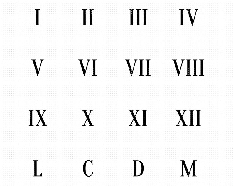 Roman Numbers Svg Clock Face Numbers Clipart Roman
