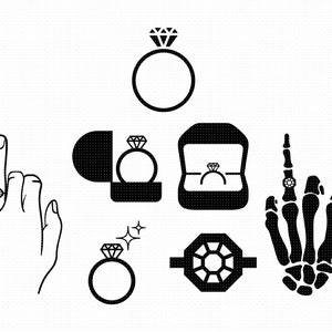 Black White Wedding Ring Finger SVG Clipart, Rude Ring Finger Image Digital  Download, Ring Finger Silhouette Eps Png Dxf Vector File