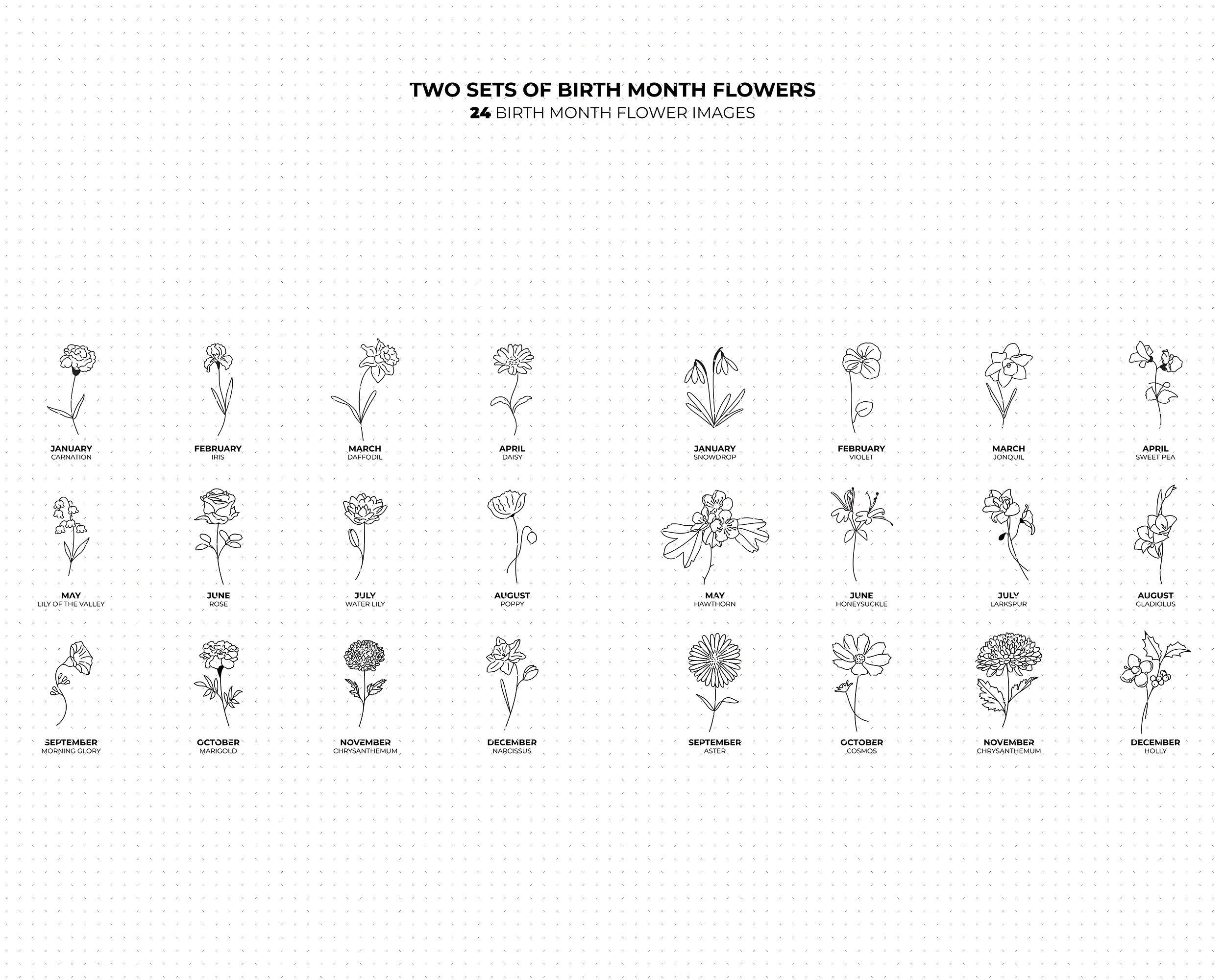 Geboorte maand bloemen svg bloemenbundel clipart verjaardag | Etsy