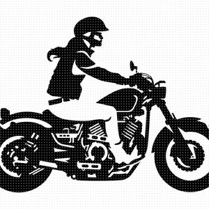 female riding a big bike svg, motorcycle clipart, woman on a big bike png, dxf logo, vector eps cut files for cricut and silhouette use