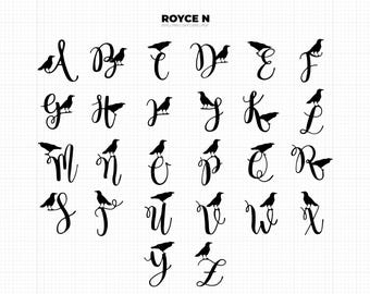 crow letters svg, bird alphabet clipart, crow letters png, crow dxf logo, crow vector eps cut files for cricut and silhouette use