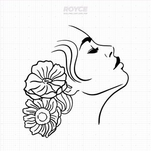 floral woman svg, woman with flowers clipart, woman png, floral woman dxf, woman vector, eps, svg cut files for cricut, commercial use svg