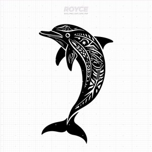 Stammes-Delfin-Svg, Delfin-Clipart, Stammes-Tier-Png, Delfin-Dxf, Stammes-Delfin-Vektor, Eps, SVG-Schnittdatei für Cricut, kommerzielle Nutzung SVG