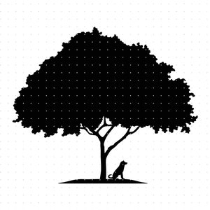 dog sitting under a tree silhouette SVG | dog memorial SVG | pet memorial SVG