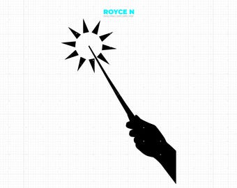 Wizard holding a magic wand SVG: witch wand Clipart, DXF, Cricut Cut Files