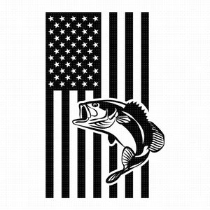 American Flag Bass Fishing PNG SVG Cut Files Patriotic Background